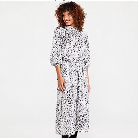 NWT Ann Taylor Snow Leopard Midi Dress - Picture 5 of 9